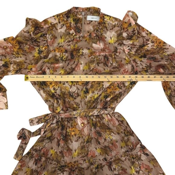 Greylin Floral Ruffle Long Sleeve Belted Dress Medium Multicolor - Picture 11 of 12